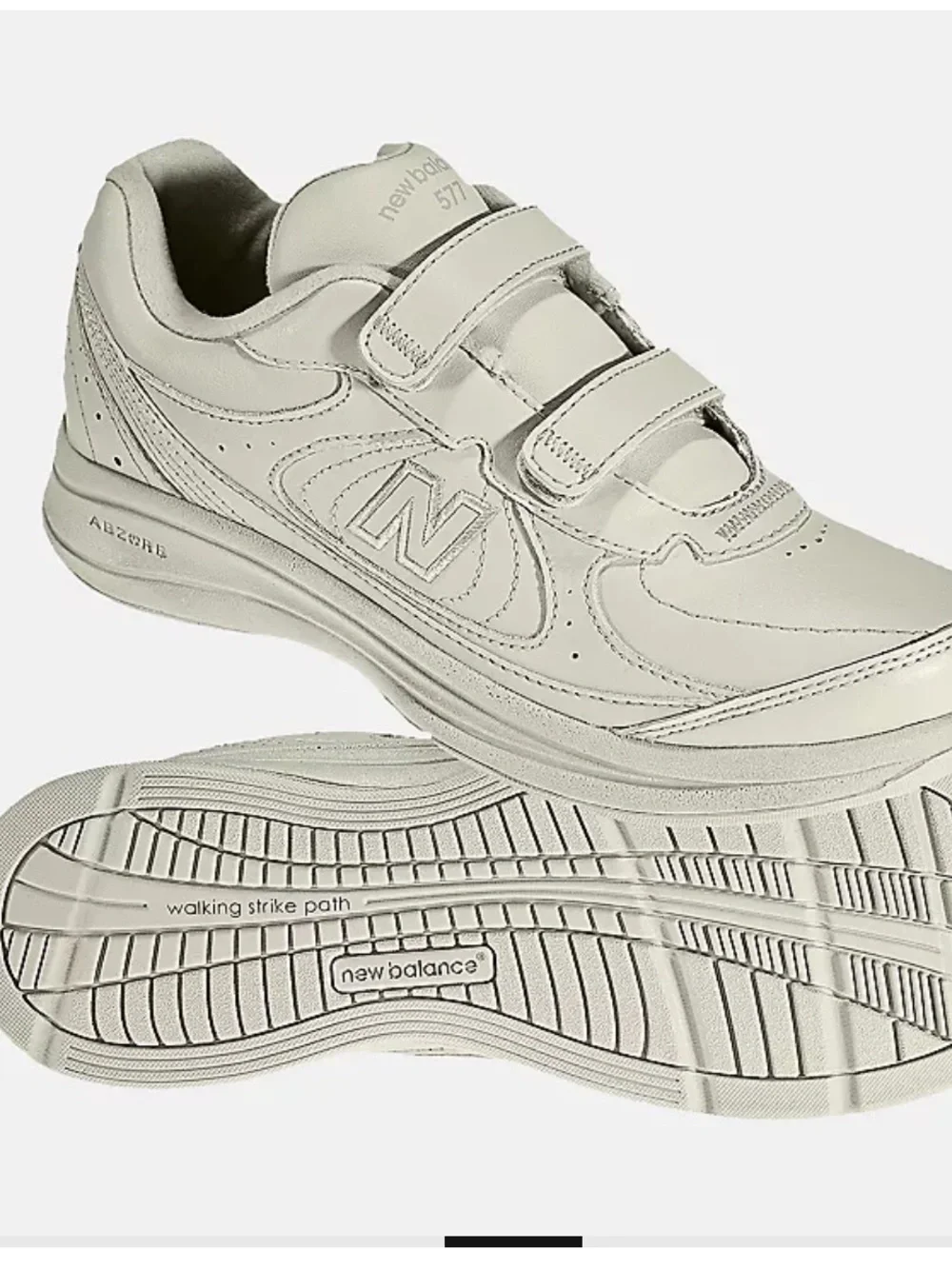 New Balance 577 V1 Bone 10.5 Wide Hook and Loop Sneaker